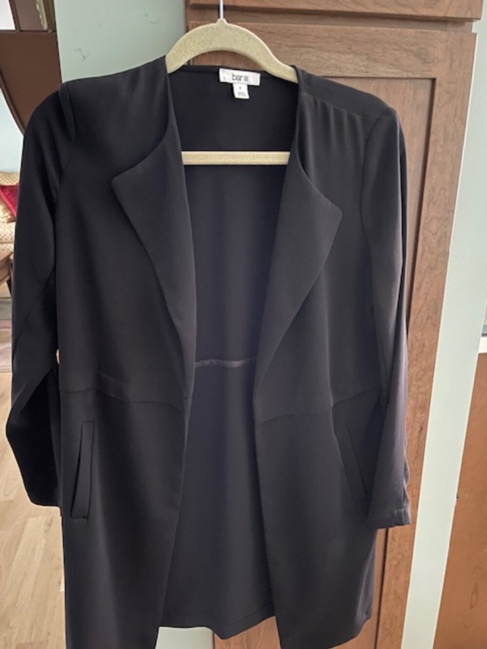 Bar III Women’s Small Longline Lightweight Black Jacket with